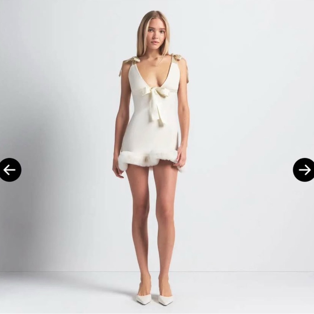 SKIMS Cream Mini Dress with Bow Detail